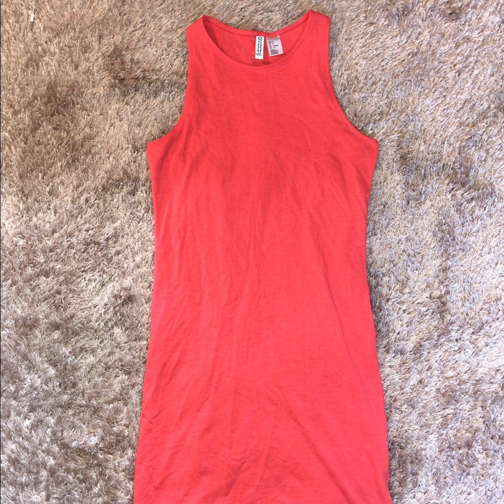 H&M neon orange tank mini dress